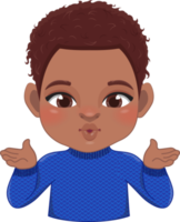 Merry Christmas cartoon design with Excite African American boy wear a blue sweater cartoon png