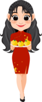 Chinese New Year with Cute Girl holding Orange png
