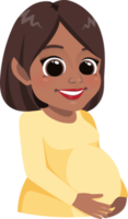 carino incinta americano africano madre cartone animato carattere. contento madri giorno carta png
