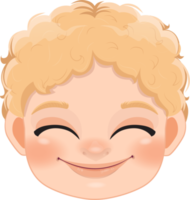 Cute Boy Face and Blonde Hair Smiling, Eye-Smile Cartoon Character Design png