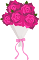Pink rose bouquet cartoon character design png