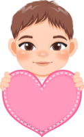 süß wenig Junge halten Rosa Herz glücklich Kinder feiern Valentinstag s Tag Karikatur Charakter Design png