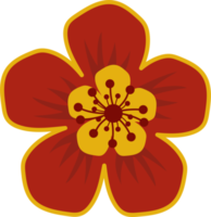 rojo chino flor plano icono png
