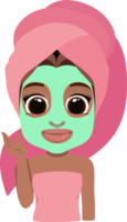 relajante americano africano niña en toalla con cara mascarilla, Pepino ojo parche protección de la piel plano icono diseño png