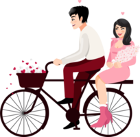 namorados s dia festival com uma casal sentado em bicicleta desenho animado personagem png