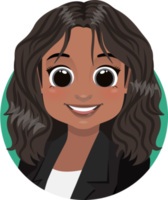 sonrisa americano africano mujer de negocios avatar Rizado pelo mujer cara perfil icono concepto en línea apoyo Servicio hembra dibujos animados personaje retrato aislado plano icono png