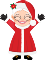 Mrs. Claus waving hands and greeting Cartoon Character PNG