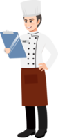 professionnel chef à la recherche dans agrafe planche personnage conception clipart png