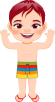 Cartoon glücklicher kleiner Junge in einem Sommerbadeanzug png