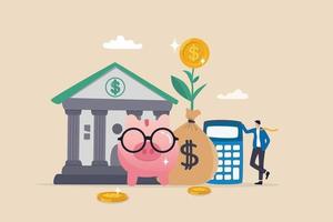 Wealth management or financial planning professional, advisor for money growth, investment portfolio or banking solution concept, businessman wealth manager with saving piggybank and money bag. vector