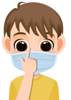 Touch face with boy cartoon character flat icon PNG