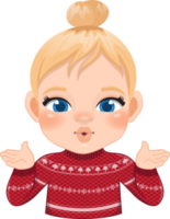 Merry Christmas cartoon design with Excite girl wear a rad sweater cartoon png