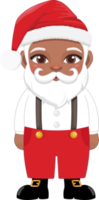 Cute American African Santa in Casual Wear Standing Cartoon Character PNG