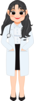 fêmea médico dentro uniforme clipart, profissional médico trabalhadores, sublimação desenhos, mascote png