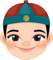 chinois garçon avec ancien chinois chapeau dessin animé personnage png