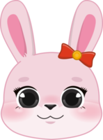 Pink Rabbit Girl Head Cartoon Style png