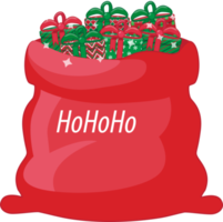 Red Open Santa Bag with Gifts. Christmas Accessory Flat icon PNG