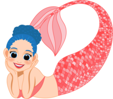 cartone animato personaggio con carino sirena Principessa con colorato capelli e coda png
