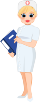 Cartoon character with professional nurse in smart uniform png