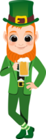 glücklich Heilige Patrick's Tag mit Kobold Junge mit Bier Glas Karikatur Charakter png