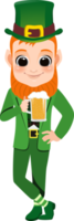 content Saint patrick's journée avec lutin garçon avec Bière verre dessin animé personnage png