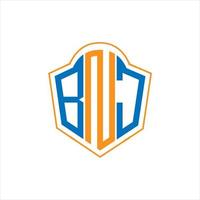 BNJ abstract monogram shield logo design on white background. BNJ creative initials letter logo. vector