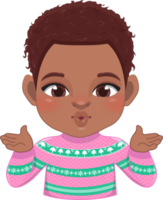 Merry Christmas cartoon design with Excite African American boy wear a pink pastel sweater cartoon png