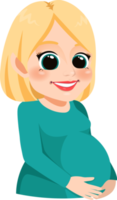 Cute pregnant mother cartoon character. Happy Mothers Day card png