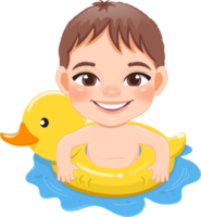 Summer boy in duck Inflatable ring cartoon png