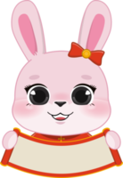 rose lapin fille en portant chinois papier roulant signe plat icône conception png