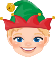 Christmas characters heads with Cute Elf cartoon characters for design png