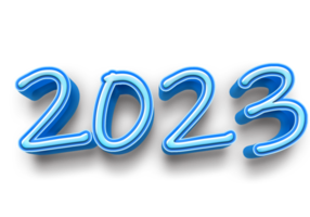 2023 text number year 3d mockup ice blue png