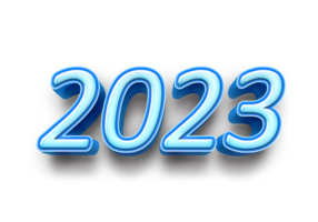 2023 tekst aantal jaar 3d mockup ijs blauw png