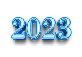 2023 text siffra år 3d attrapp is blå png