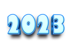 2023 text siffra år 3d attrapp is blå png