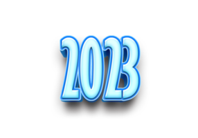 2023 text number year 3d mockup ice blue png