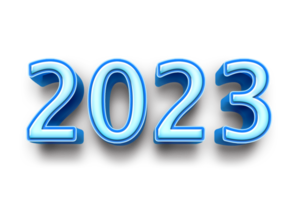 2023 tekst aantal jaar 3d mockup ijs blauw png