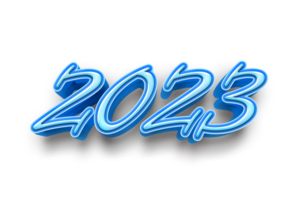 2023 text number year 3d mockup ice blue png