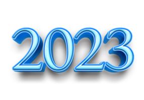 2023 text number year 3d mockup ice blue png