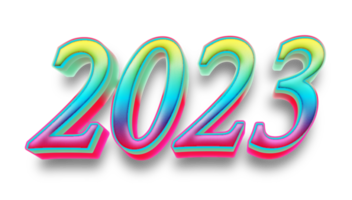 2023 text siffra år 3d attrapp regnbåge png