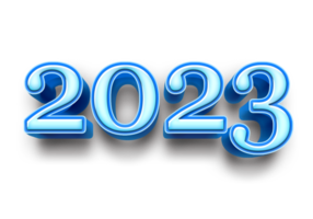 2023 text number year 3d mockup ice blue png