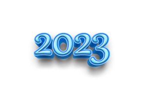 2023 text number year 3d mockup ice blue png