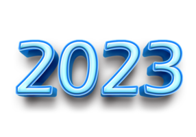 2023 tekst aantal jaar 3d mockup ijs blauw png