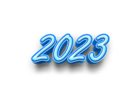 2023 text number year 3d mockup ice blue png