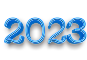 2023 tekst aantal jaar 3d mockup ijs blauw png