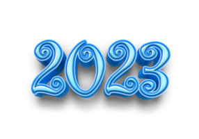 2023 text number year 3d mockup ice blue png