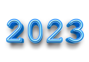 2023 text number year 3d mockup ice blue png