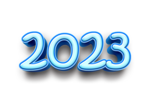 2023 text number year 3d mockup ice blue png