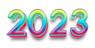 2023 testo numero anno 3d modello arcobaleno png