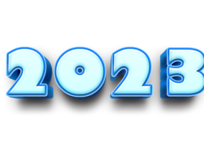 2023 text number year 3d mockup ice blue png